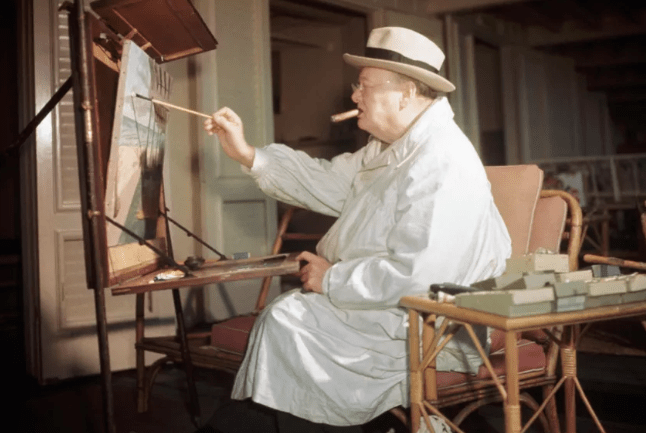 Winston Churchill painting at Miami Beach, FL. Photo by Bettman/Contributor, via Getty Images.